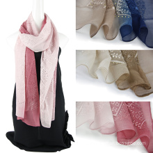 Emboidery woman custom silk scarf